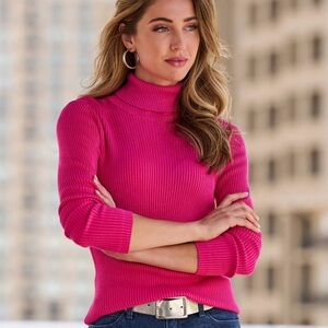 Boston Proper Fuchsia Turtleneck Sweater